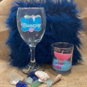 Mermaid You are Mermazing Wine Glass Candle